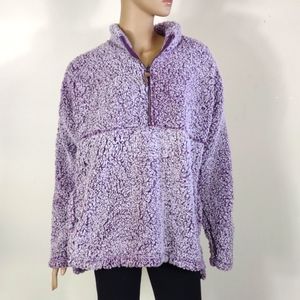 Women's Large purple 1/2 zip plush pullover sweatshirt